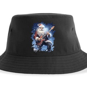 Santa Claus Playing Guitar Sustainable Bucket Hat