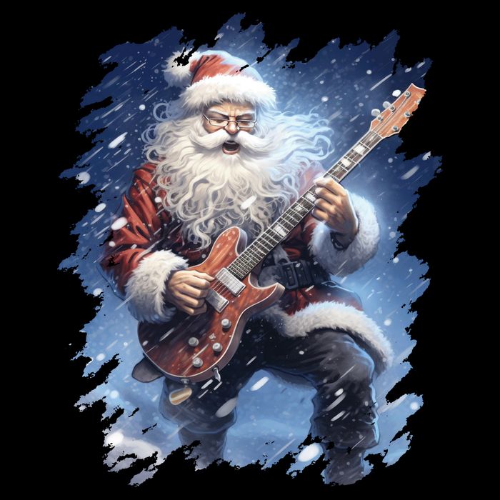 Santa Claus Playing Guitar Sustainable Bucket Hat