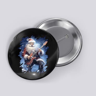 Santa Claus Playing Guitar Button