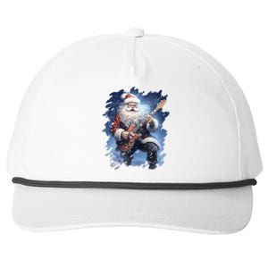 Santa Claus Playing Guitar Snapback Five-Panel Rope Hat