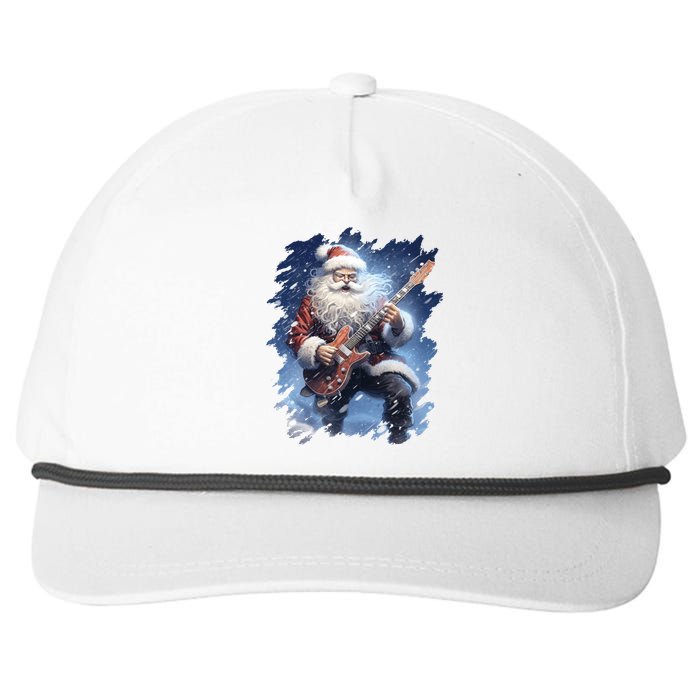 Santa Claus Playing Guitar Snapback Five-Panel Rope Hat