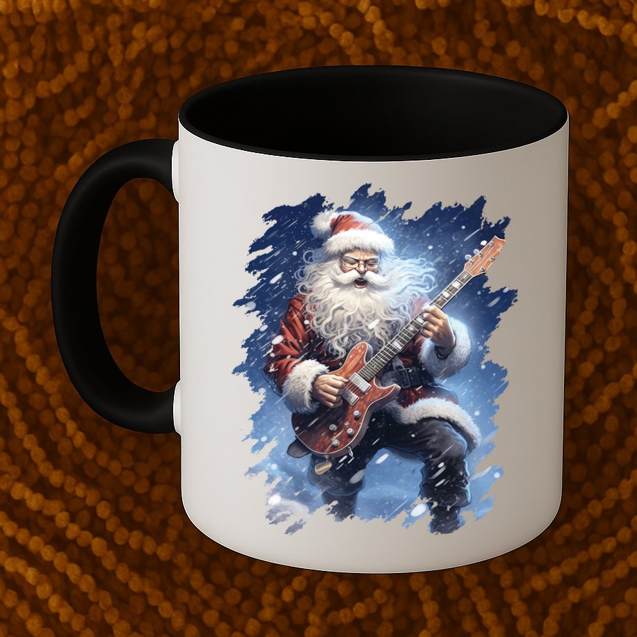 Santa Claus Playing Guitar Mug
