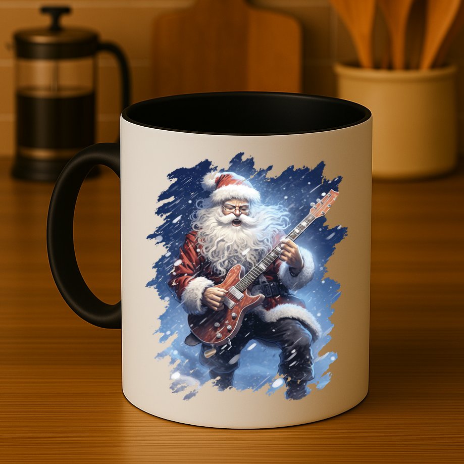 Santa Claus Playing Guitar Mug