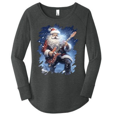 Santa Claus Playing Guitar Women's Perfect Tri Tunic Long Sleeve Shirt