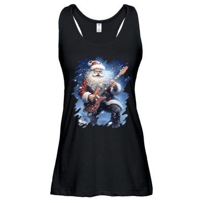 Santa Claus Playing Guitar Ladies Essential Flowy Tank