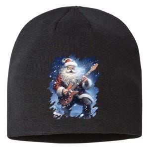 Santa Claus Playing Guitar Sustainable Beanie