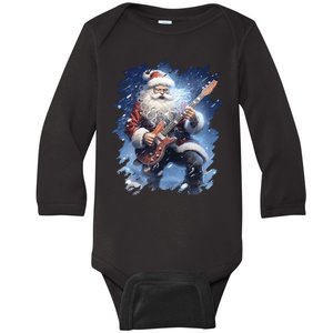 Santa Claus Playing Guitar Baby Long Sleeve Bodysuit