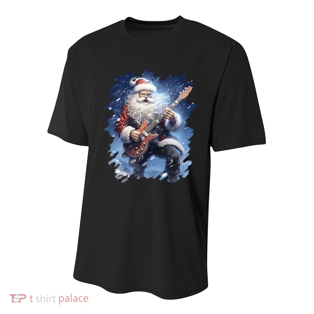 Santa Claus Playing Guitar Youth Performance Sprint T-Shirt