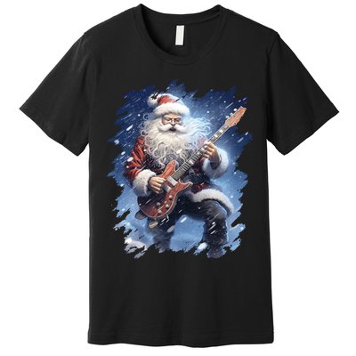 Santa Claus Playing Guitar Premium T-Shirt