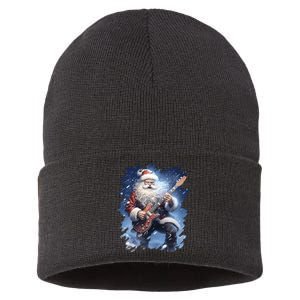 Santa Claus Playing Guitar Sustainable Knit Beanie