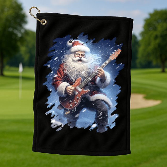 Santa Claus Playing Guitar Golf Towel