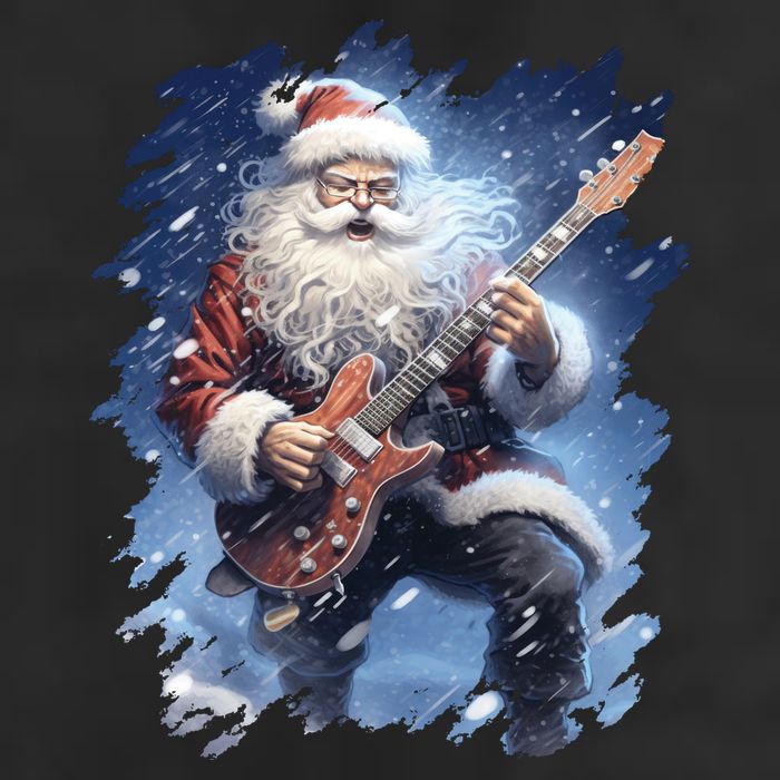 Santa Claus Playing Guitar Golf Towel