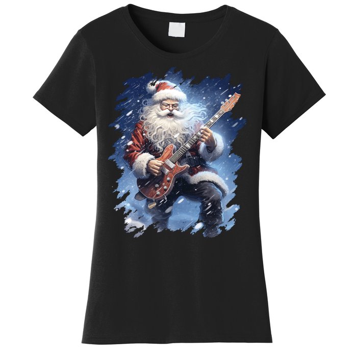 Santa Claus Playing Guitar Women's T-Shirt