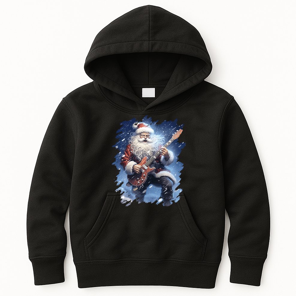 Santa Claus Playing Guitar Kids Hoodie