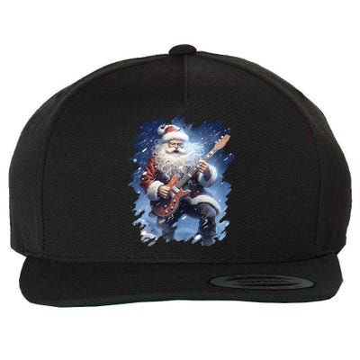 Santa Claus Playing Guitar Wool Snapback Cap