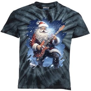 Santa Claus Playing Guitar Kids Tie-Dye T-Shirt