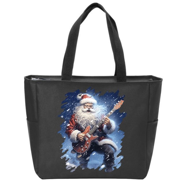 Santa Claus Playing Guitar Zip Tote Bag