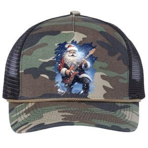 Santa Claus Playing Guitar Retro Rope Trucker Hat Cap