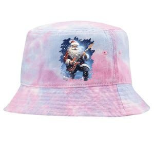 Santa Claus Playing Guitar Tie-Dyed Bucket Hat