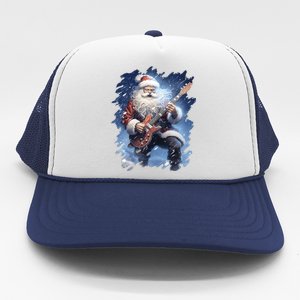 Santa Claus Playing Guitar Trucker Hat