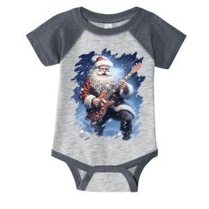 Santa Claus Playing Guitar Infant Baby Jersey Bodysuit