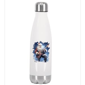 Santa Claus Playing Guitar Stainless Steel Insulated Water Bottle