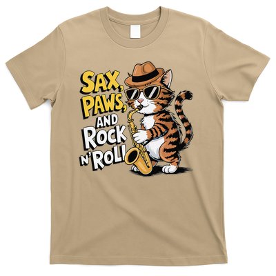 Saxophone Cat Playing Jazz  Rock Fusion Music in Cool Style T-Shirt
