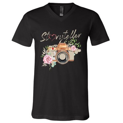 Storyteller Camera Photography Photographer Cameraman Ideas V-Neck T-Shirt