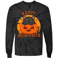 Spooky Cat Party Costume for a Meowoween Celebration Tie-Dye Long Sleeve Shirt