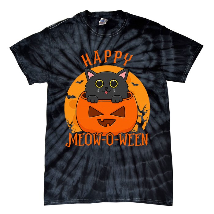 Spooky Cat Party Costume for a Meowoween Celebration Tie-Dye T-Shirt