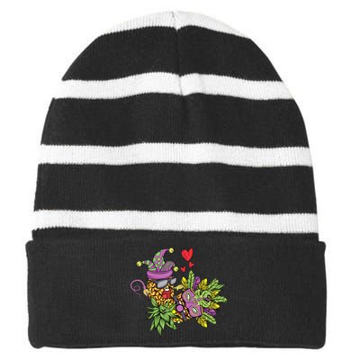 Swingers Couple Pineapples funny Mardi Gras Striped Beanie with Solid Band