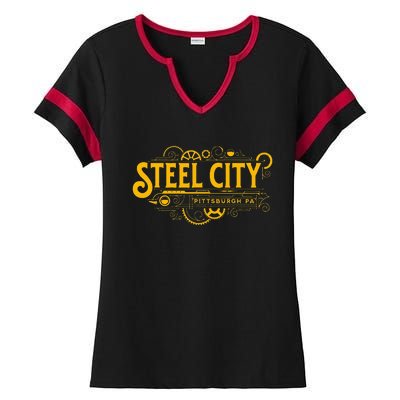 Steel City Pittsburgh Pennsylvania 412 Home Retro Ladies Halftime Notch Neck Tee