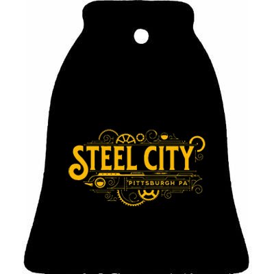 Steel City Pittsburgh Pennsylvania 412 Home Retro Ceramic Bell Ornament