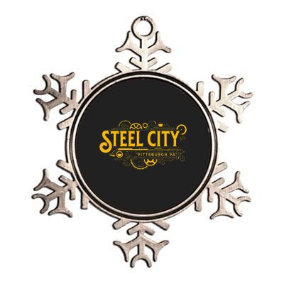 Steel City Pittsburgh Pennsylvania 412 Home Retro Metallic Star Ornament