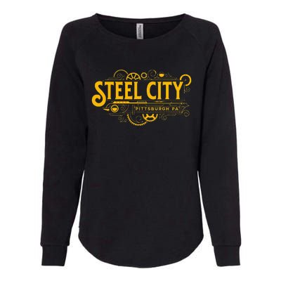 Steel City Pittsburgh Pennsylvania 412 Home Retro Womens California Wash Sweatshirt