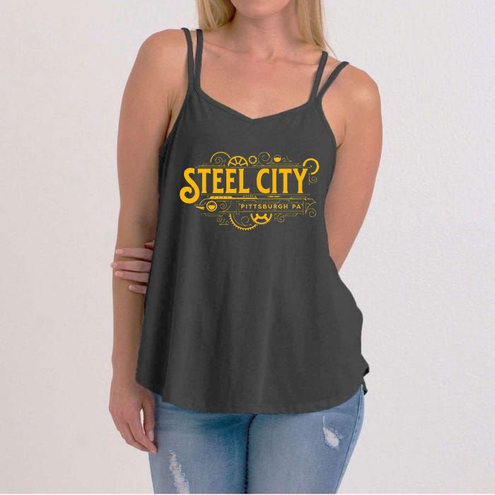 Steel City Pittsburgh Pennsylvania 412 Home Retro Women's Strappy Tank