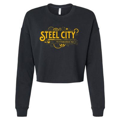 Steel City Pittsburgh Pennsylvania 412 Home Retro Cropped Pullover Crew