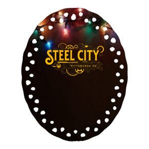 Steel City Pittsburgh Pennsylvania 412 Home Retro Ceramic Oval Ornament