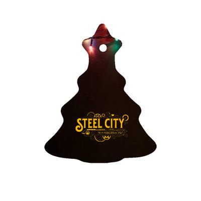 Steel City Pittsburgh Pennsylvania 412 Home Retro Ceramic Tree Ornament