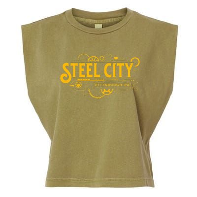 Steel City Pittsburgh Pennsylvania 412 Home Retro Garment-Dyed Women's Muscle Tee