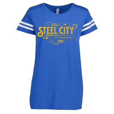 Steel City Pittsburgh Pennsylvania 412 Home Retro Enza Ladies Jersey Football T-Shirt