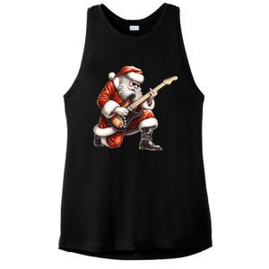 Santa Claus Playing Guitar Funny Christmas Rock N Roll Funny Gift Ladies PosiCharge Tri-Blend Wicking Tank