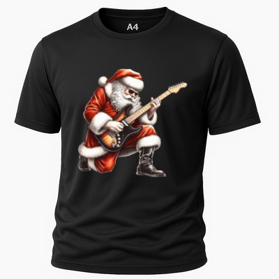 Santa Claus Playing Guitar Funny Christmas Rock N Roll Funny Gift Performance Shirt