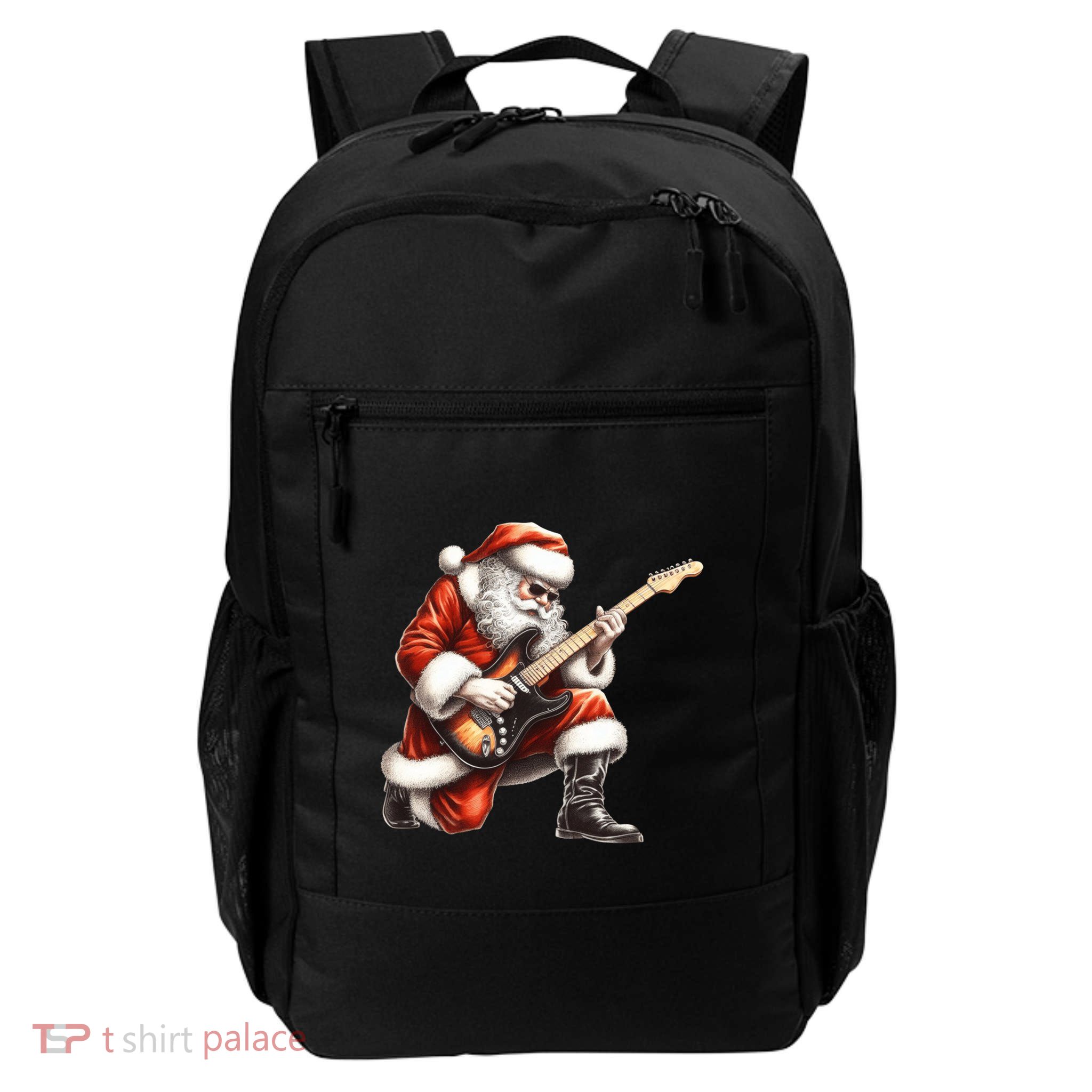 Santa Claus Playing Guitar Funny Christmas Rock N Roll Funny Gift Backpack