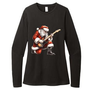 Santa Claus Playing Guitar Funny Christmas Rock N Roll Funny Gift Womens CVC Long Sleeve Shirt