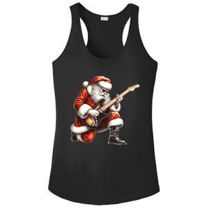 Santa Claus Playing Guitar Funny Christmas Rock N Roll Funny Gift Ladies PosiCharge Competitor Racerback Tank