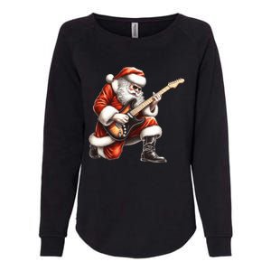 Santa Claus Playing Guitar Funny Christmas Rock N Roll Funny Gift Womens California Wash Sweatshirt