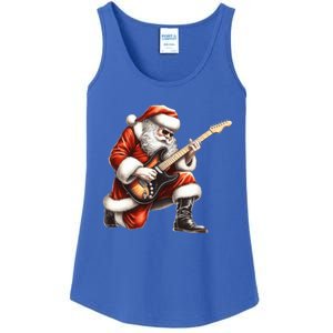 Santa Claus Playing Guitar Funny Christmas Rock N Roll Funny Gift Ladies Essential Tank