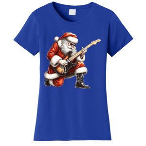 Santa Claus Playing Guitar Funny Christmas Rock N Roll Funny Gift Women's T-Shirt