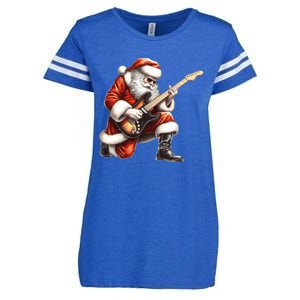 Santa Claus Playing Guitar Funny Christmas Rock N Roll Funny Gift Enza Ladies Jersey Football T-Shirt